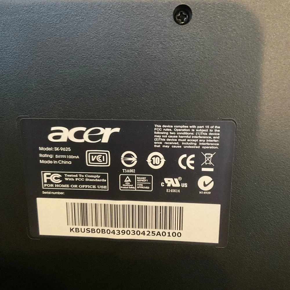 NWT Acer Black USB Wired Keyboard